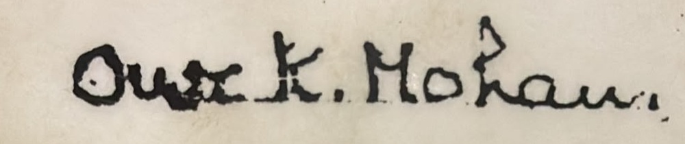 Our K. Mohan handwritten name